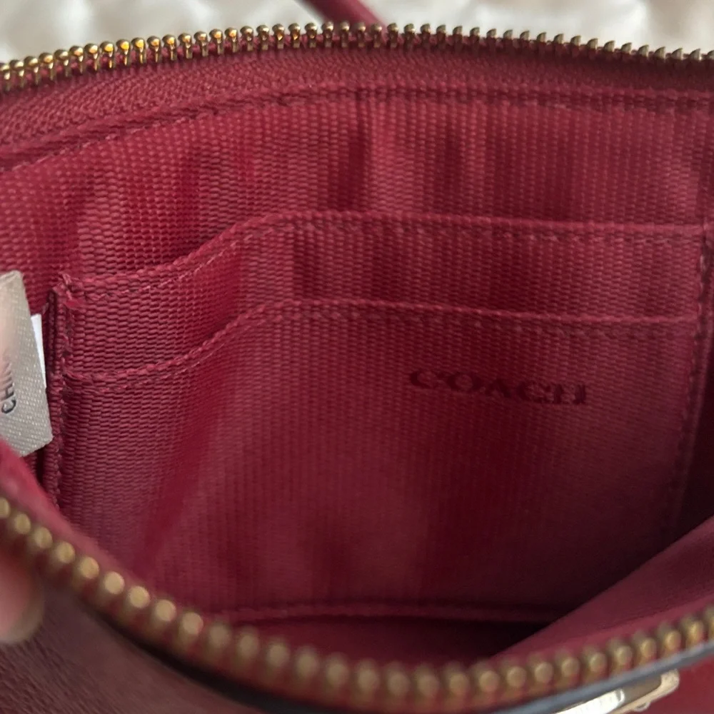Coach Burgundy Leather Wristlet